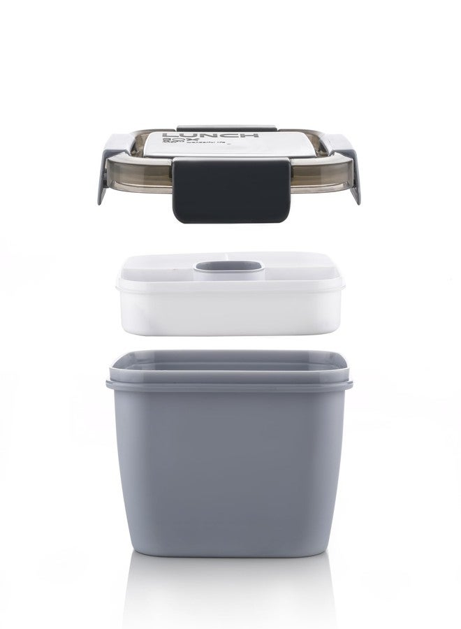 Puno Unbreakable Plastic Lunch Box for School,Office & Traveling (2 Piece) - Image 2